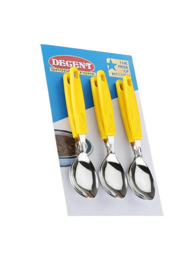 ديسينت ديسنت تيبل سبون سِت أوف 6 | ستينلس ستيل سمول تي سبونز | إيرغونومِك هاندل | ميرر فينيش | دزرت سبونز فور هوم، كيتشن، ريستورانت، ديش واشر سيف - Image 2